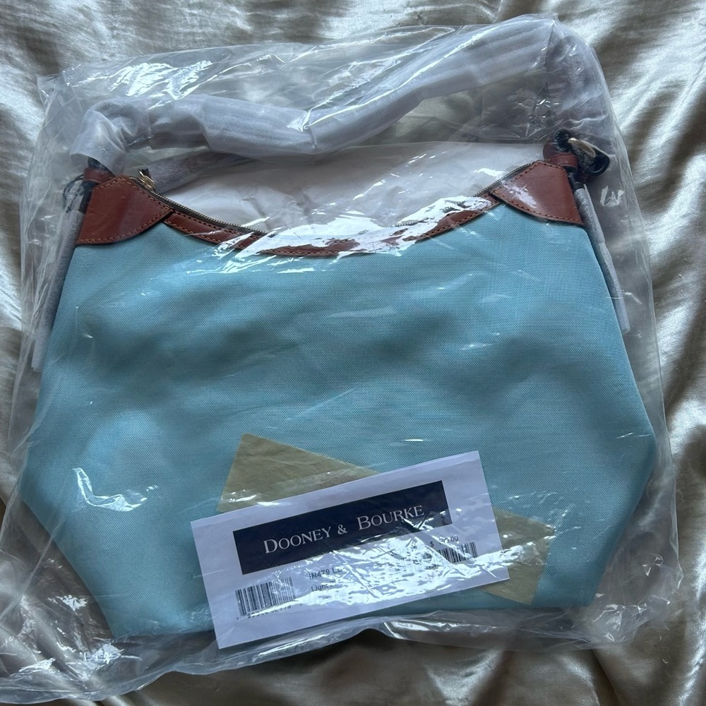 Dooney & Bourke Sky Blue and Tan Hobo Bag
